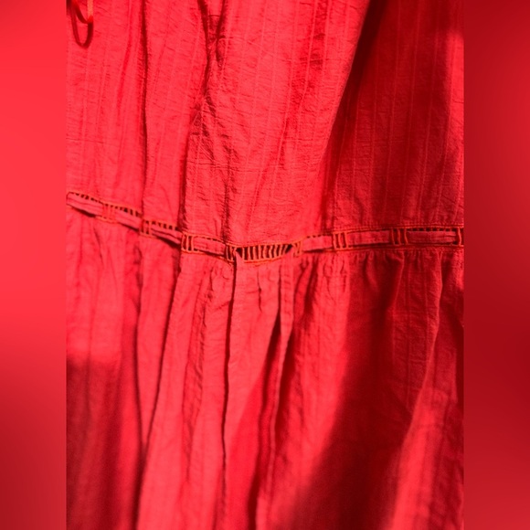 Lucy Paris Tiered Midi Dress Size Small Red Off the Shoulder Peasant Boho - Picture 10 of 10